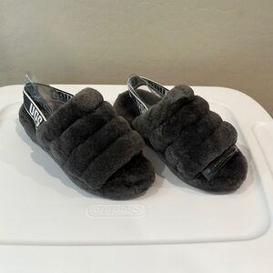 UGG Charcoal Fluffy yeah Slide Sandals